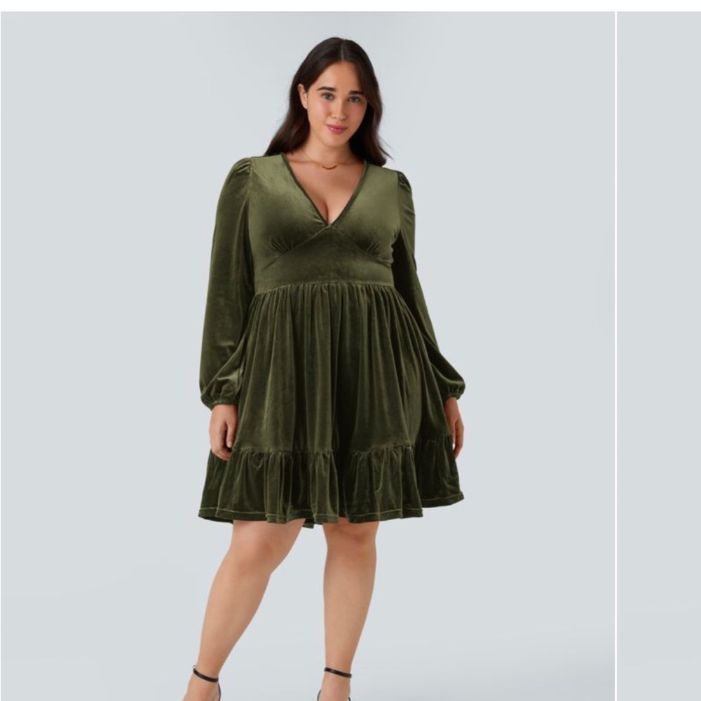 Elegant Olive Green Dress
